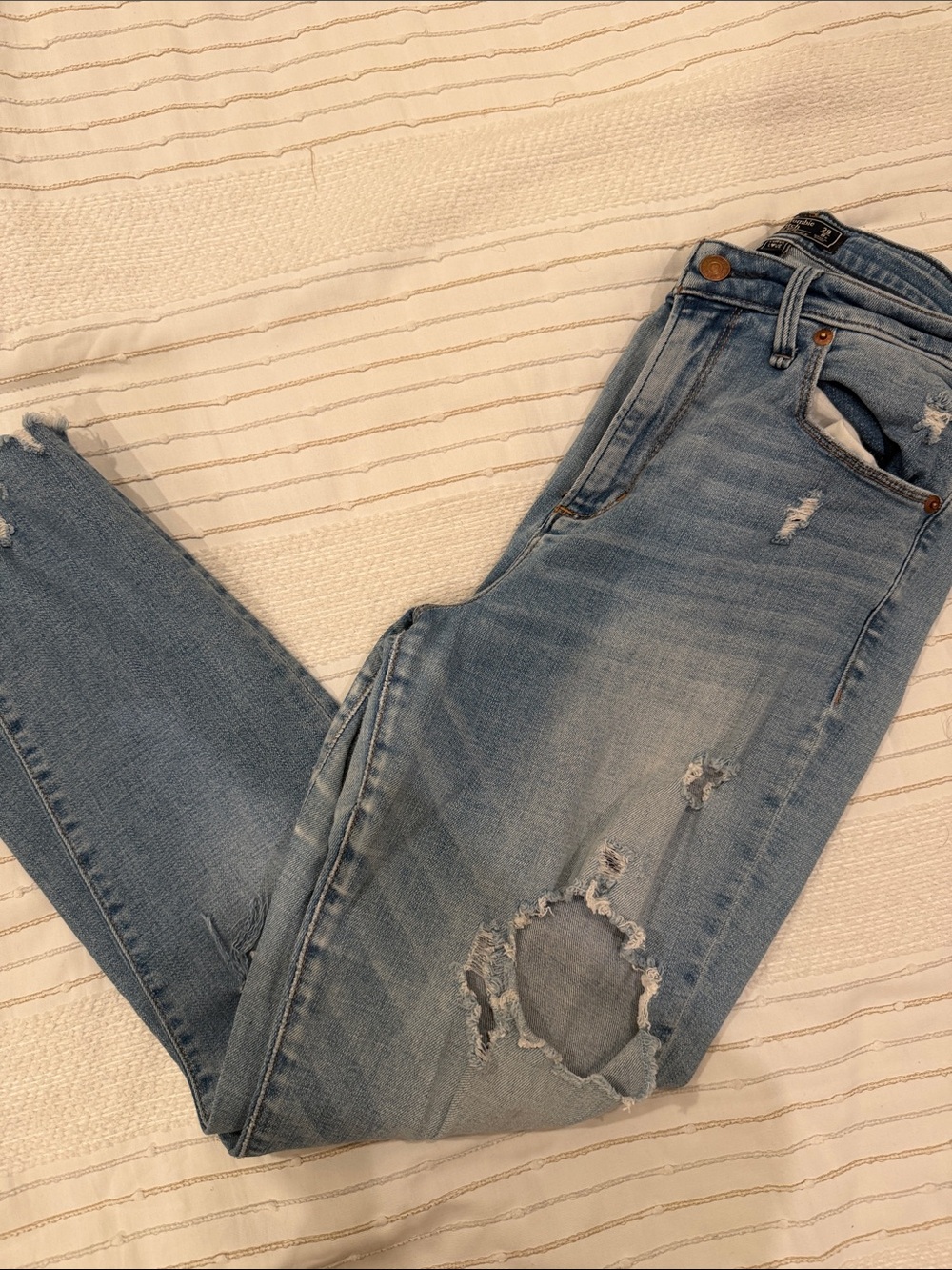 Abercrombie & Fitch Light Blue Distressed Skinny Jeans